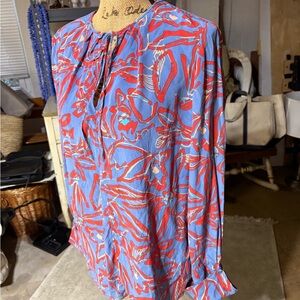Diane Von Furstenberg Blue and Red Floral Top